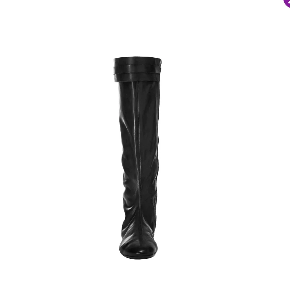 Maxstudio.com Black Draping Leather Boot Women’s Size 6 Fold Over Shaft NEW